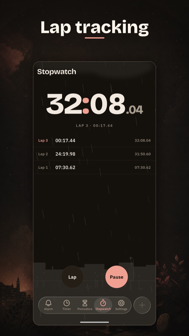 Stopwatch ledger face with lap times