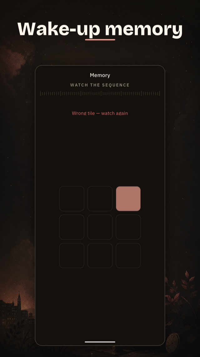 Memory wake-up task showing a tile sequence